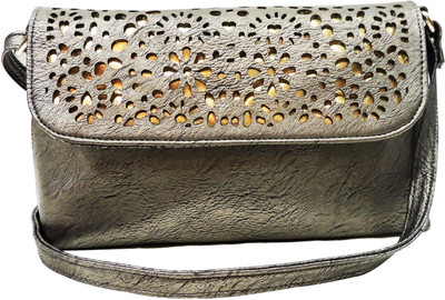 

MEX Women Grey Leatherette Sling Bag