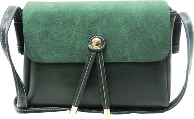 green leatherette sling bag