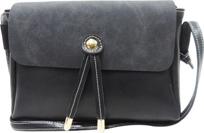 

MEX Women Black Leatherette Sling Bag