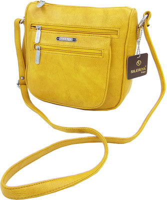 

Sileriya Bags Women Tan PU, Linen Sling Bag