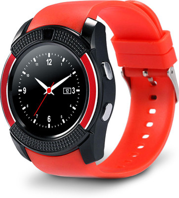 

Estar WiFi Compatible Certified Bluetooth Smart Watch V9 Wrist Watch Phone with SIM Card Support with Pedometer Sleep Monito Red Smartwatch(Red Strap Free Size)