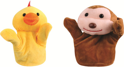 

Skylofts Monkey & Duck Animal Hand Puppets Soft Toys for Kids , Multi Color (Pack of 2) - 15 cm(Multicolor)