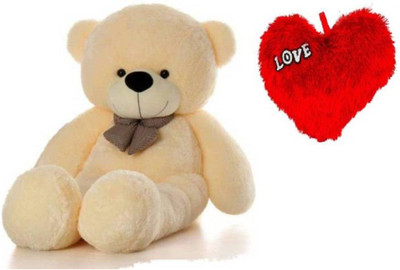 

Manoj Enterprses Manoj Enterprises Creem Teddy 3Feet WIth Red Heart - 90 cm(CREEM)