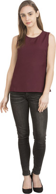 AnEpisode Casual Sleeveless Solid Women Maroon Top