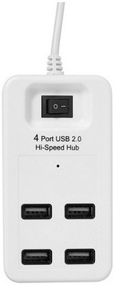 

durReey Portable 4 PORT 2.0 Converter Adapter High Speed With Cable On/Off Switch P 1601 USB Hub(White)
