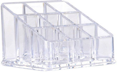 

upalabdh 9 Slot Clear Acrylic Lipstick Holder Cosmetic Brush Holder Makeup Case Stand Dressing Table Lipstick Display Stand Vanity Box(Clear)