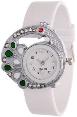 

Shree Enterprise White With Peacock Dial Watch - For Girls