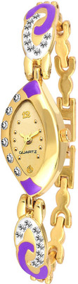 

Orayan Golden Metal Strap Diamond Studded Watch - For Women