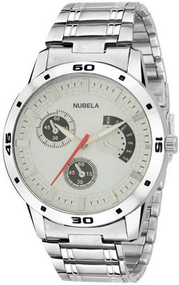

NUBELA New White Dial Stylish And Attractive Designer Steel Belt Watch - For Men