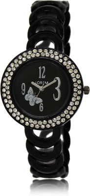 

LOREM LR201 Blue-Black Round Diamond Studded Metal Watch - For Women