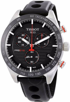 

Tissot T100.417.16.051.00 PRS 516 Chronograph Black Leather Strap Watch - For Men