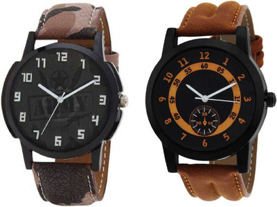 

Rage Enterprise New Stylish Leather Belt Set Of 2 Men & Women Watch - For Boys