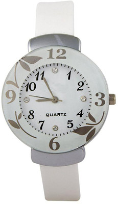 

Shree Enterprise White Flower Designe Dial Watch - For Girls