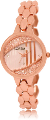 

LOREM LR222 Rose Gold-Round Diamond Studded Metal Watch - For Women