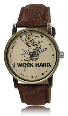 

LOREM LR29 Grey-Brown Round WORK HARD Leather Watch - For Men
