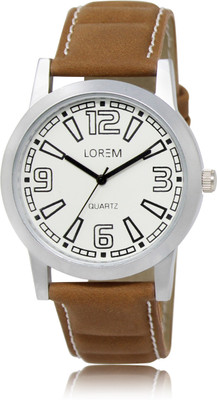 

LOREM LR15 White-Brown Round Leather Watch - For Men