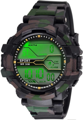 

Crude 2020 black african army pattern 7 light day date date digital sport Watch - For Boys