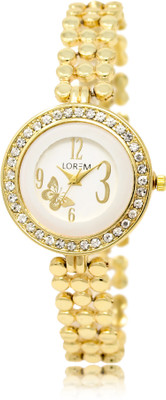 

LOREM LR203 White-Gold Round Diamond Studded Metal Watch - For Women
