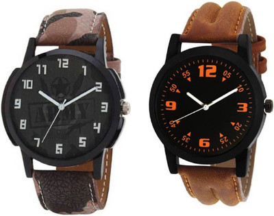 

Montres New Stylish Designer Dial Leather Strap Combo Pack Of 2 MW025 Boys Watch - For Boys