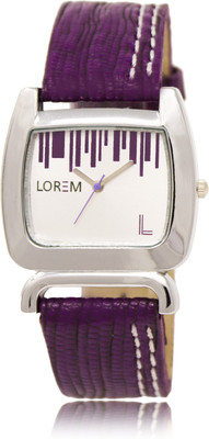 

LOREM LR207 White-Purple Round Leather Watch - For Women
