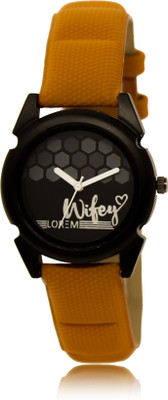 

LOREM LR235 Black-Orange Round Designer Wifey Leather Watch - For Women