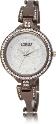 

LOREM LR236 Silver-Maroon Round Attractive 3D Designer Metal Watch - For Women