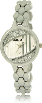 

LOREM LR223 Silver-Round Diamond Studded Metal Watch - For Women