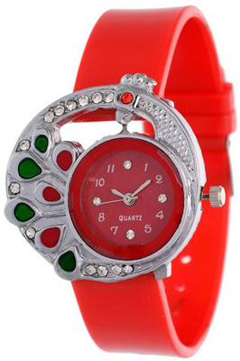 

Shree Enterprise Red With Peacock Dial Watch - For Girls