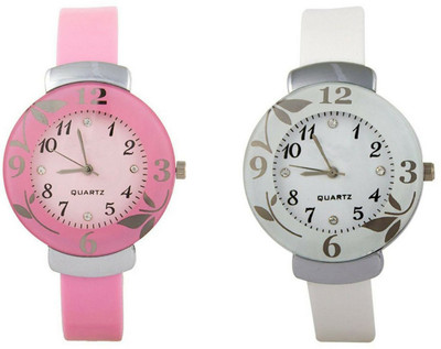 

Shree Enterprise Pink And White Flower Design Dial Watch - For Girls