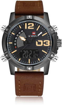 

Naviforce NF9094-4 NAVIFORCE Brand Men's Fashion Sport Watch Men Quartz Analog Digital LED Clock Man Leather Military Waterproof Wrist Watch - For Men