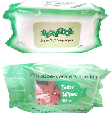 

Staycool Super Soft Baby Wipes-80 Pcs. & Baby Wipes-80 Pcs With Aloe Vera -Vitamin E.