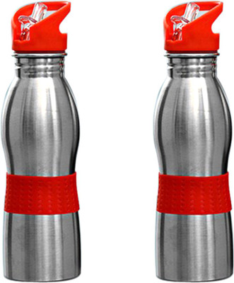 

Giftplex GFTPLX_08 750 ml Sipper(Pack of 2, Steel/Chrome), Silver 02