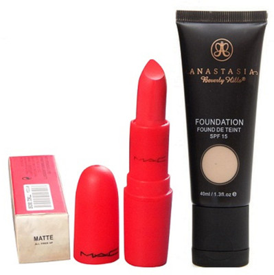 

anastasia Beverly Vills Foundation Fond De Teint SPF 15 With Mac Giambattista Vallia All Fried up Lipstick(Set of 2)