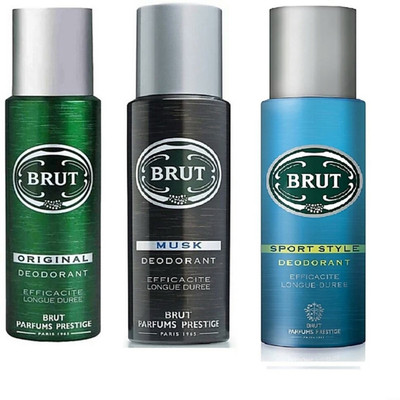 

Brut ORIGINAL,MUSK AND SPORT STYLE Deodorant Spray - For Men(600 ml, Pack of 3)