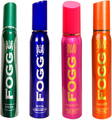 

Fogg RADIATE DEODORANT 120 ML+ESSENCE DEODORANT 120 ML+ROYAL DEODORANT 120 ML+FOCUS DEODORANT 120 ML Deodorant Spray - For Men & Women(120 ml, Pack of 4)