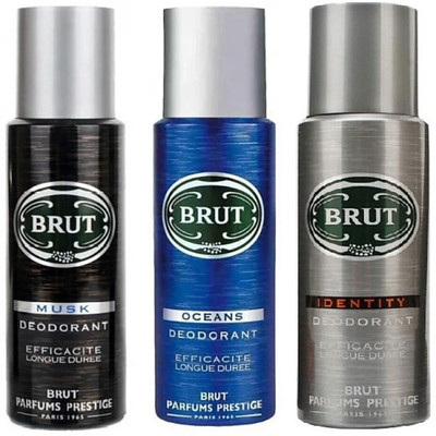 

Brut MUSK,OCEANS AND IDENTITY Deodorant Spray - For Men(600 ml, Pack of 3)