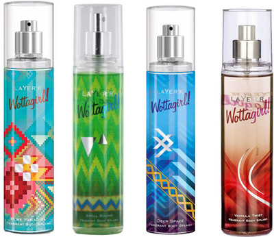

LAYERR WOTTAGIRL DEEP SPACE DEODORANT 135 ML+WOTTAGIRL VANILA TWIST DEODORANT 135 ML+WOTTAGIRL SPELL BOUND DEODORANT 135 ML+WOTTAGIRL PURE PARADISE DEODORANT 135 ML Deodorant Spray - For Men & Women(135 ml, Pack of 4)