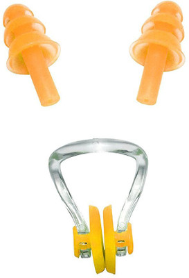 

QUINERGYS ™ Tea rose - Medical Grade Soft Silicone Swimming Nose Clip and Ear Plugs Set for Adults & Kids - Against the Water in Sea or Swimming Pool Ear Plug & Nose Clip(Orange)