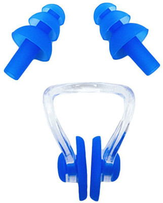 

QUINERGYS ™ Draught - Waterproof Soft and Flexible Silicone Swimming Earplugs and Nose Clip - for Swimming, Sleeping, Surfing, Showering - for Adults and Children Ear Plug & Nose Clip(Blue)
