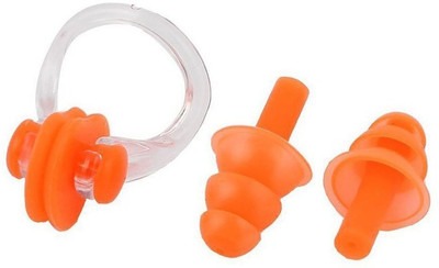

QUINERGYS ™ Orange peel - Waterproof Silica Gel Swimming Earplugs and Nose Clip,Ear & Nose Protector Swimming Sets Box Package Ear Plug & Nose Clip(Orange)
