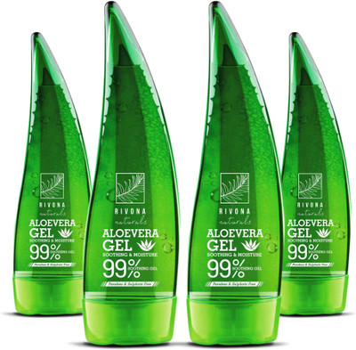 

RIVONA NATURALS 99% Pure & Organic Soothing Aloe Vera Gel For Face, Skin and Hair – 500 ML (Combo Pack of 4) Best Multipurpose Beauty Gel | Paraben & Sulphate Free(500 g)