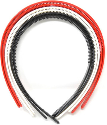 

ODD MART Simple Trendy Hair Band Pack Of 6 Regular Fit 3 Color Available, Ideal For Girls & Womans Hair Band, Hair Accessory Set(Red, White, Black)