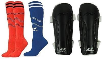 

Nivia 'Vortex'' Shin guard (Large) + Two Pair of Football Stockings (Color On Availability)- Football Kit