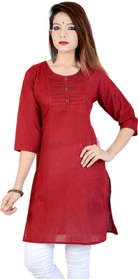 Chichi Women Embroidered, Solid Straight Kurta(Maroon)