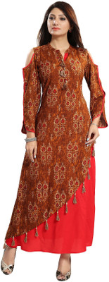 gia Women Printed A-line Kurta(Brown)