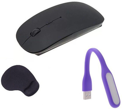 

durReey Set of Wireless mouse, Wrist Support Mousepad with Mini Flexible USB LED Light Lamp for Laptop Computer Keyboard Reading Notebook 2EPU46 Combo Set(Black, Purple)