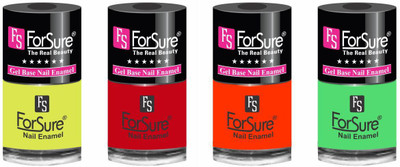 

forsure HD color long lasting matte nail polish (set of 4) unique shades neon yellow, hot red, orange, neon green(Pack of 4)