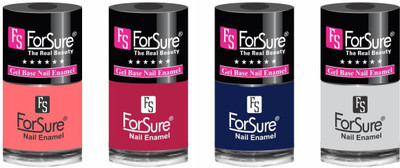 

forsure HD color long lasting matte nail polish (set of 4) unique shades hot peach, mania pink, navy blue, white(Pack of 4)