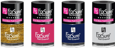 

forsure HD color long lasting matte nail polish (set of 4) unique shades glitter dazzling, mania pink, navy blue, white(Pack of 4)