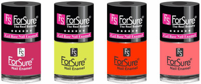 

forsure HD color long lasting matte nail polish (set of 4) unique shades ruby pink, neon yellow, orange, hot peach(Pack of 4)